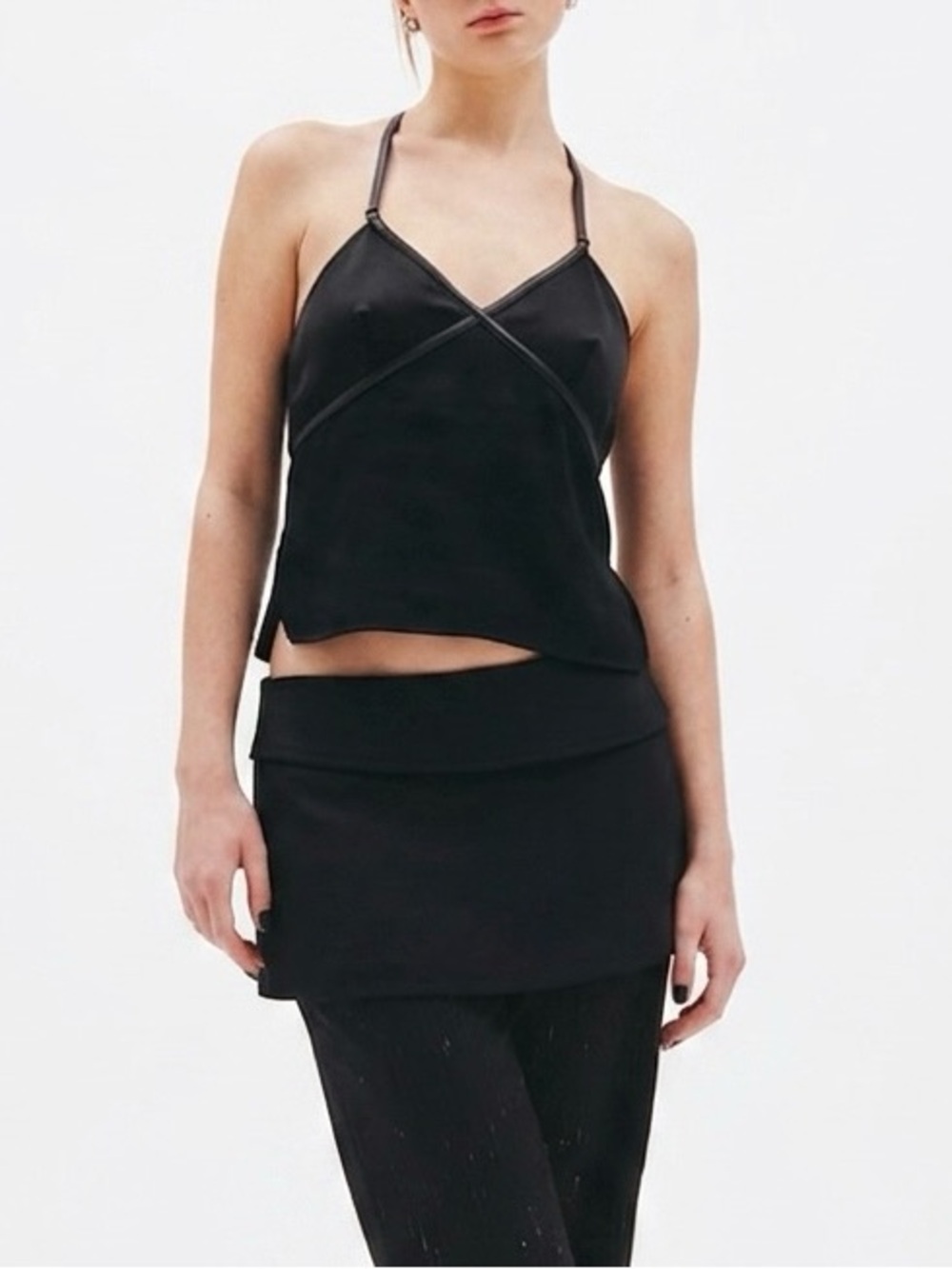 Balenciaga 2003 NICOLAS GHESQUIERE Tank Top Leather Trim size 44